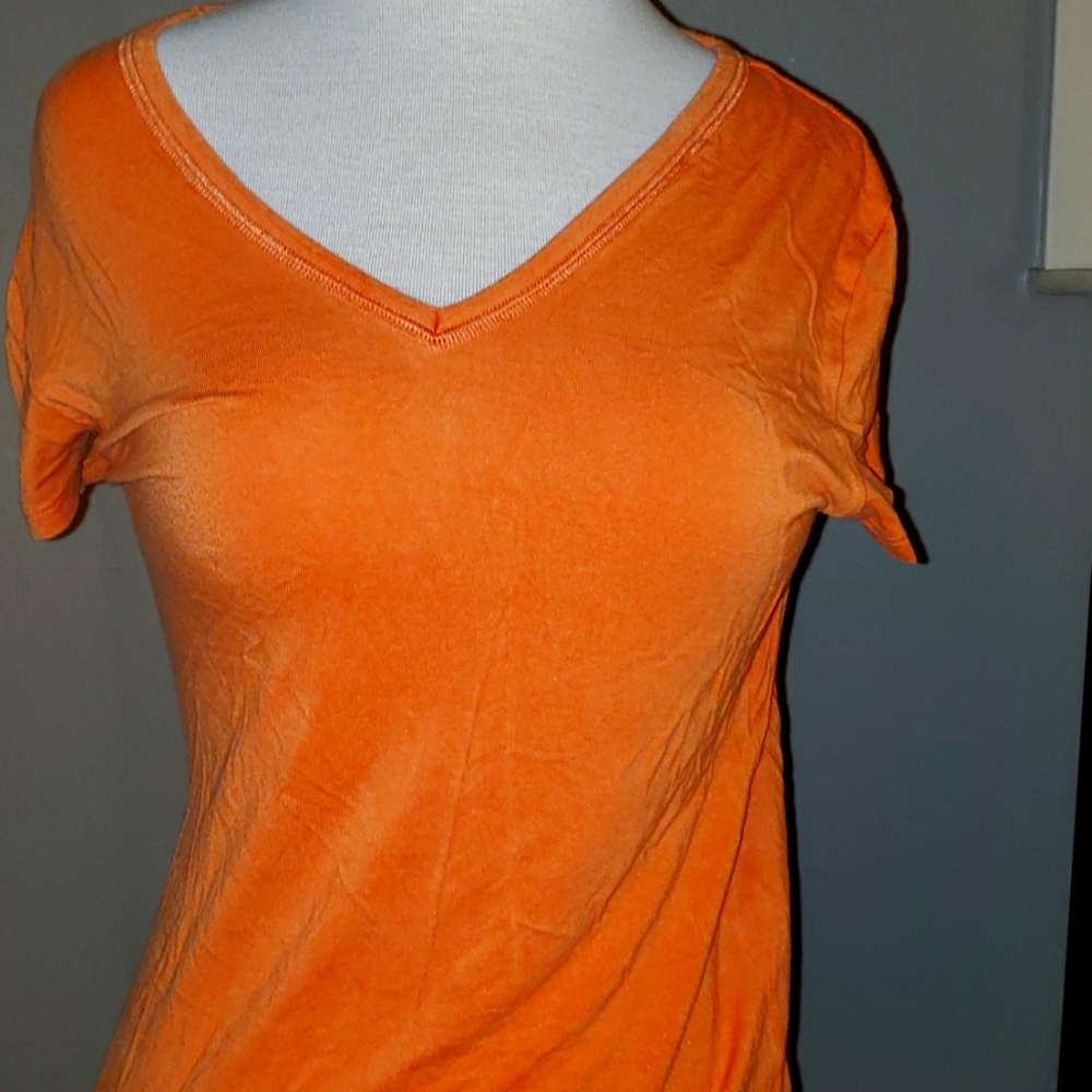 Orange V neck Top